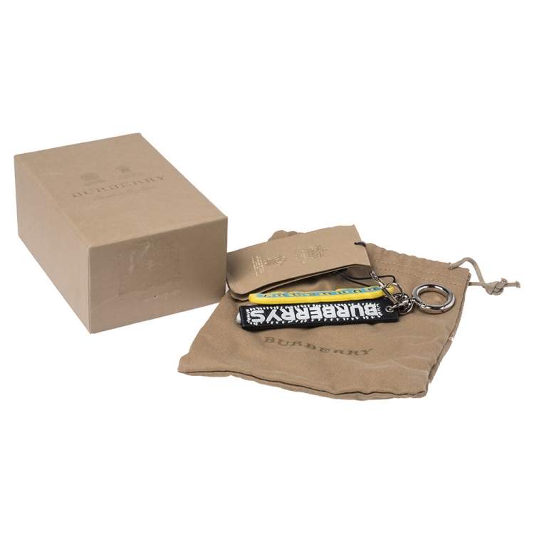 Pre Owned Burberry Multicolor Leather Script Collage Key Charm
