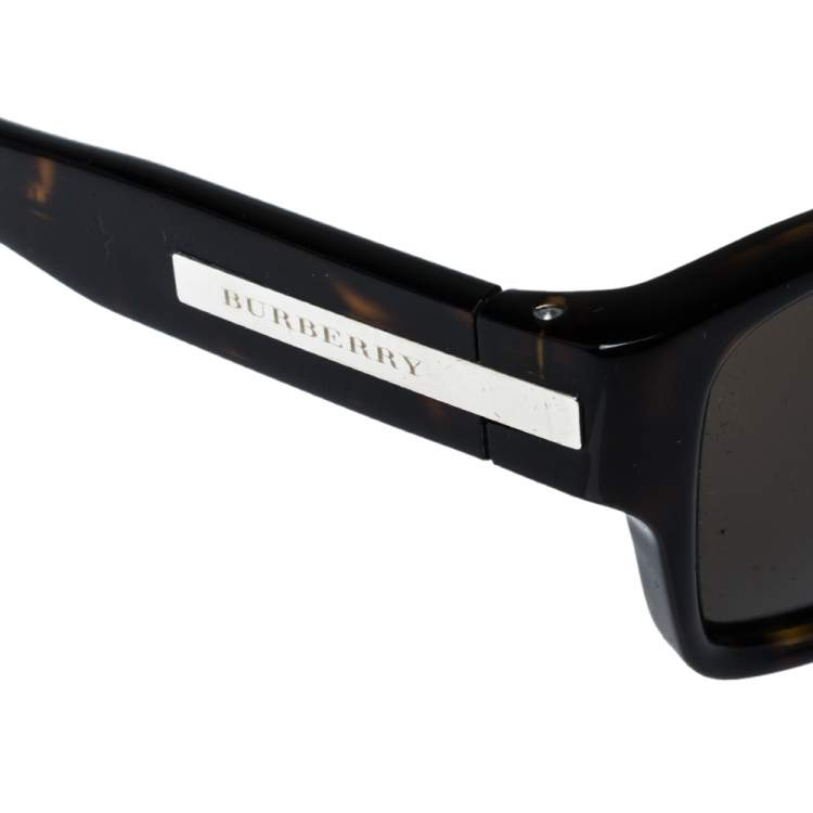 Pre Owned Burberry Dark Havana/ Brown B 4006 Rectangular Sunglasses