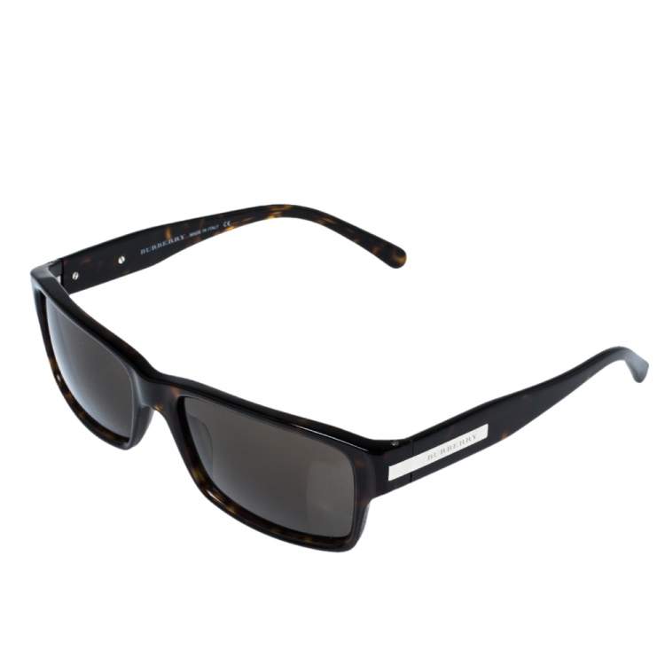 Pre Owned Burberry Dark Havana/ Brown B 4006 Rectangular Sunglasses