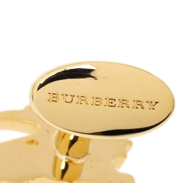 Pre Owned  Burberry Equestrian Knight Gold Tone Cufflinks 