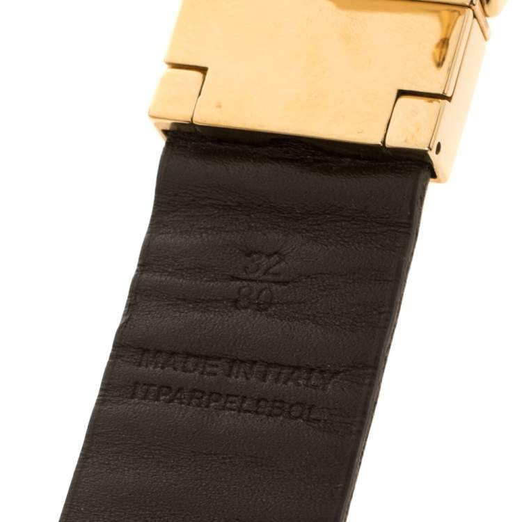 Pre Owned Burberry Beige Haymarket Check PVC Logo Plaque Belt 80CM