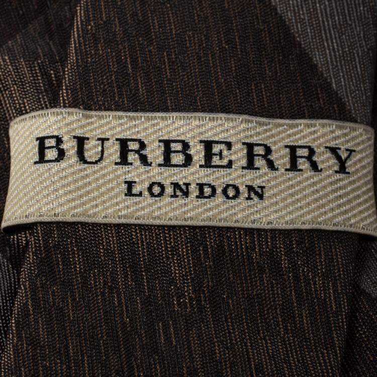 Pre Owned Burberry Metallic Brown London Silk Tie