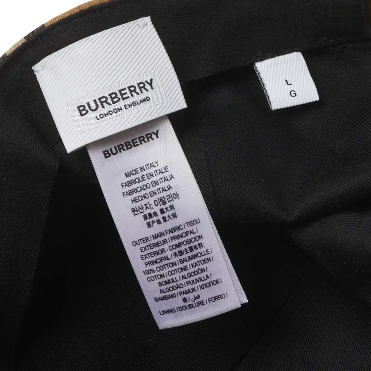 Pre Owned Burberry Beige Striped Cotton Baseball Cap L