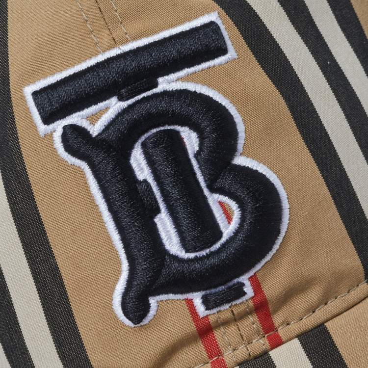 Pre Owned Burberry Beige Striped Cotton Baseball Cap L