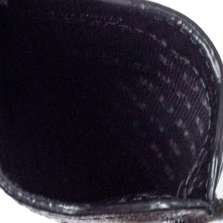 Pre Owned Burberry Green/Grey Check Canvas and Leather Phone Pouch