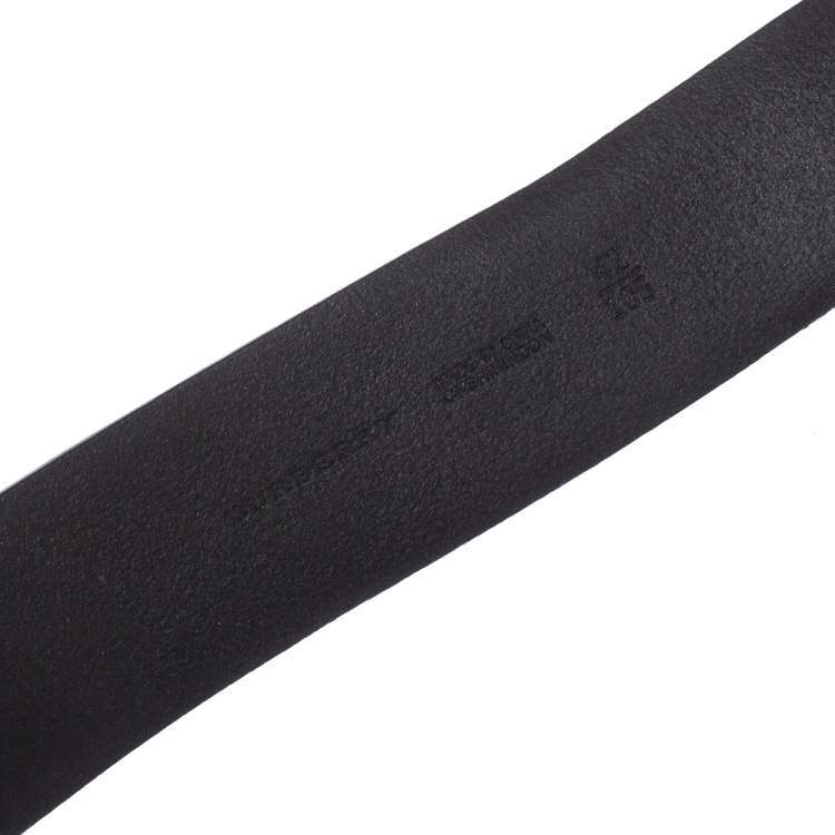 Pre Owned Burberry Black Check Embossed Leather Belt 105CM