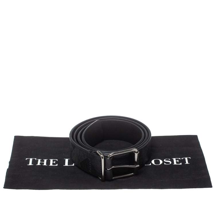 Pre Owned Burberry Black Check Embossed Leather Belt 105CM