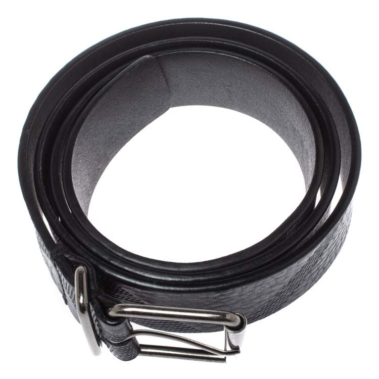Pre Owned Burberry Black Check Embossed Leather Belt 105CM
