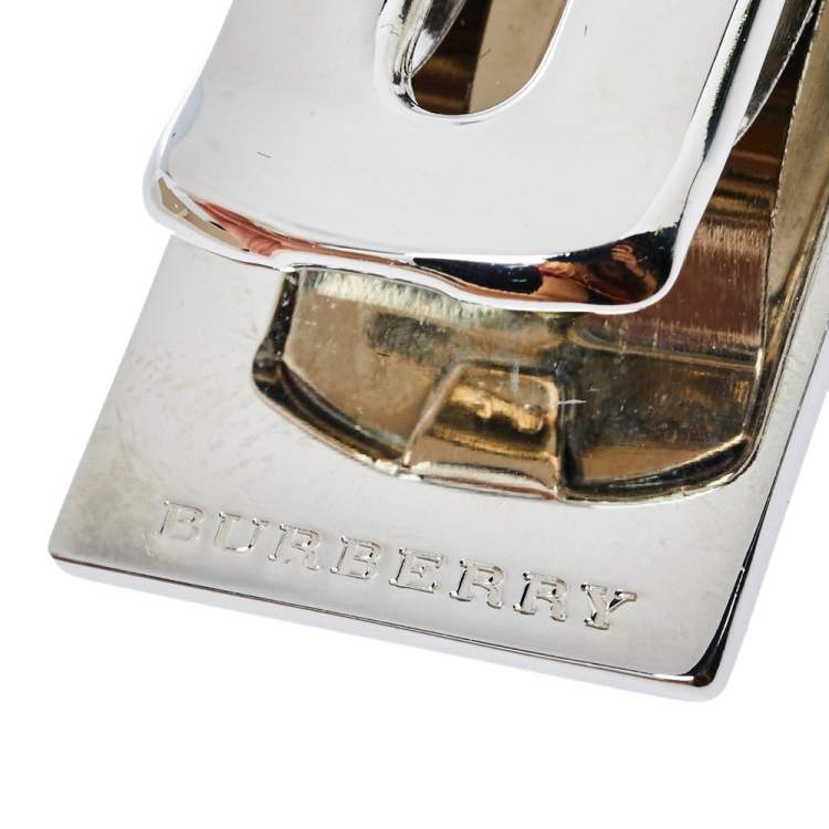Pre Owned Burberry Nova Check Silver Tone Money Clip