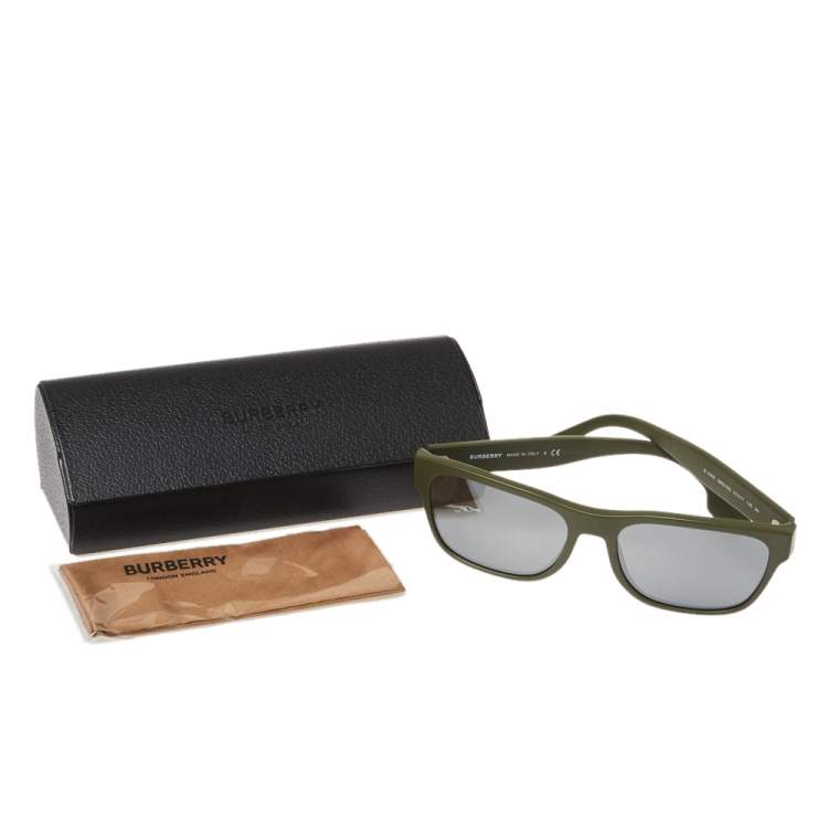Pre Owned Burberry Green/ Grey 4309 Wayfarer Sunglasses