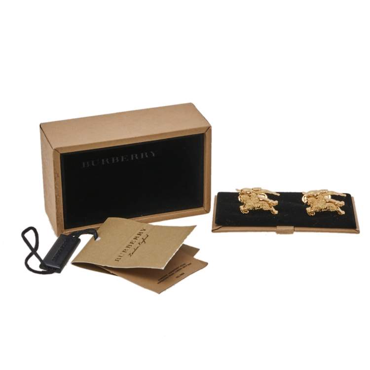 Pre Owned Burberry Gold Tone Equestrian Knight Cufflinks
