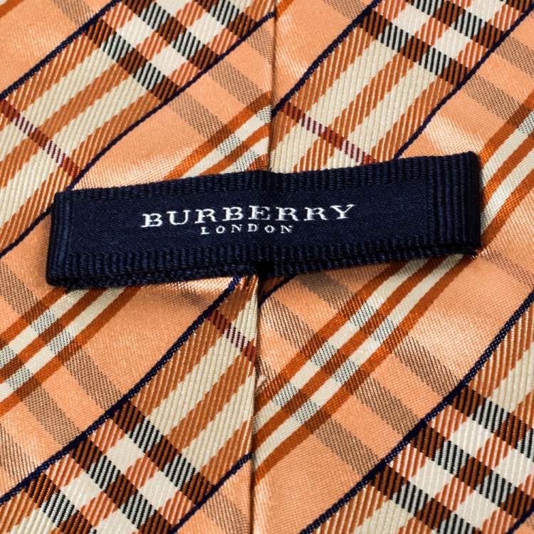 Pre Owned Burberry Orange Novacheck Silk Tie