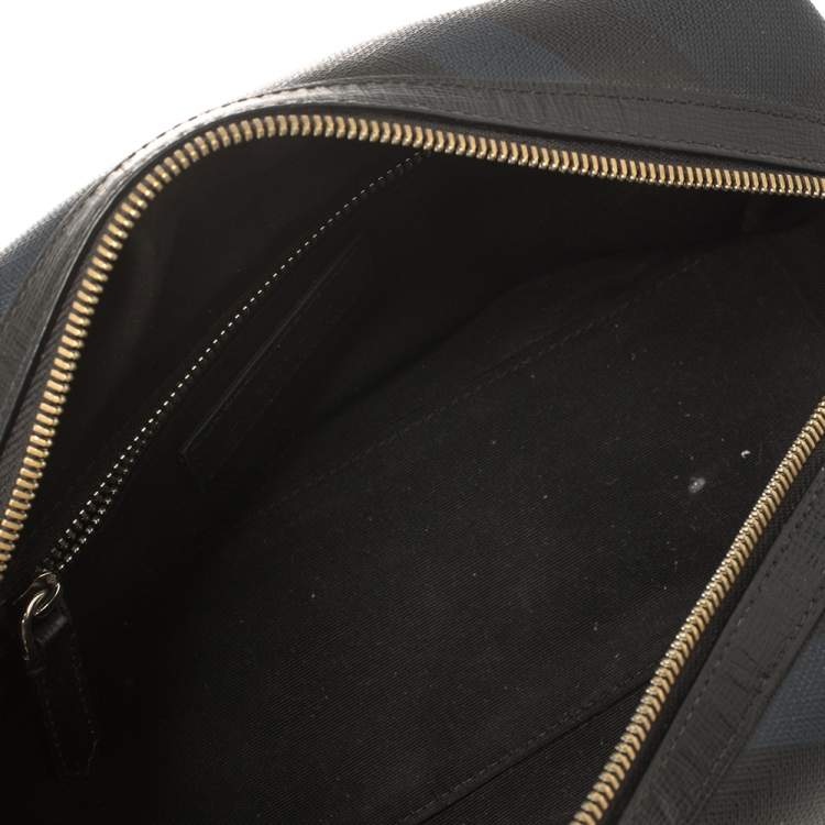 Pre Owned Burberry London Check Coated Canvas And Leather Travel Pouch