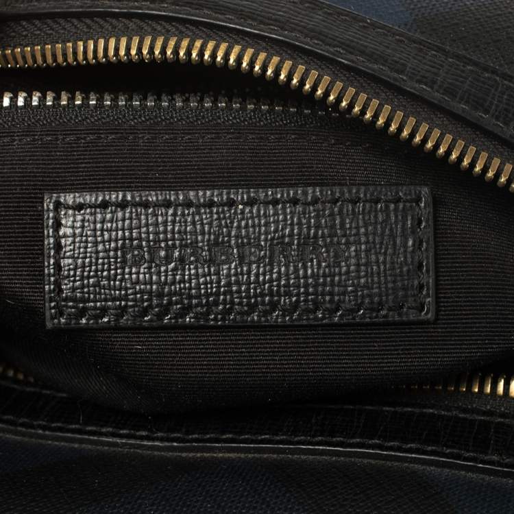 Pre Owned Burberry London Check Coated Canvas And Leather Travel Pouch