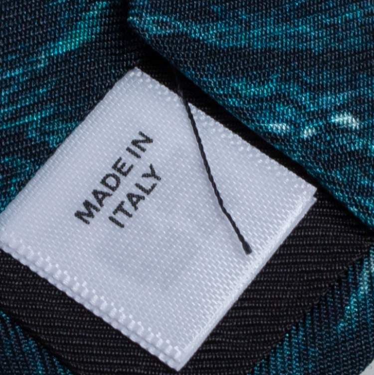 Pre Owned Burberry Deep Teal Sea Print Silk Tie