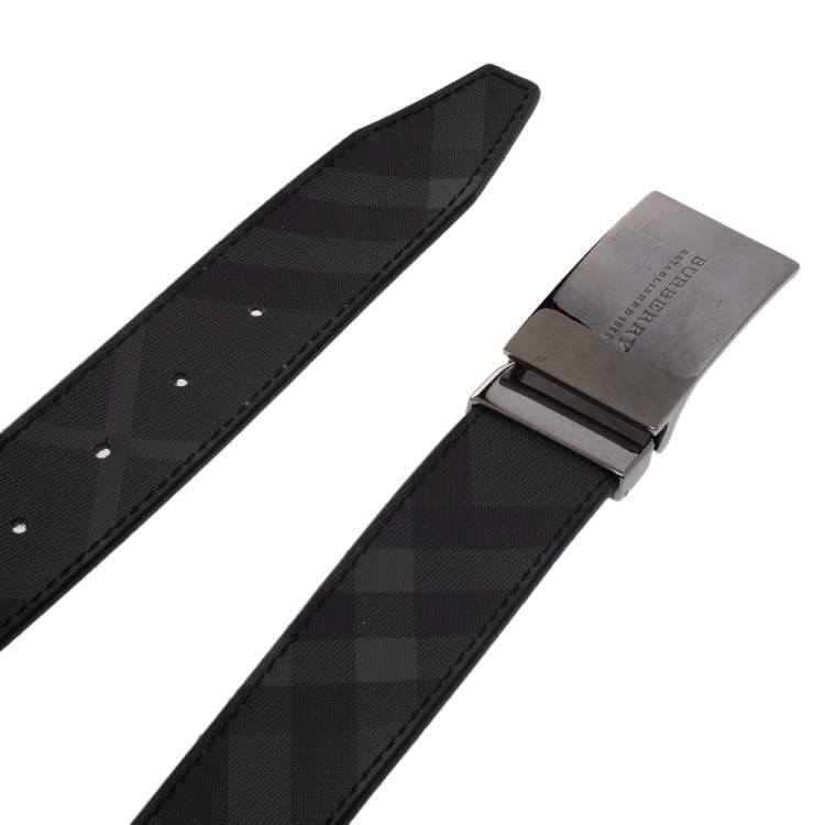 Pre Owned Burberry Black Beat Check PVC Belt 85CM