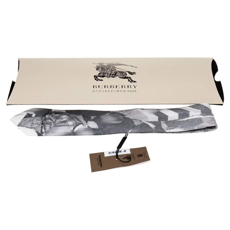 Pre Owned Burberry Grey Rave Print Classic Cut Silk Tie