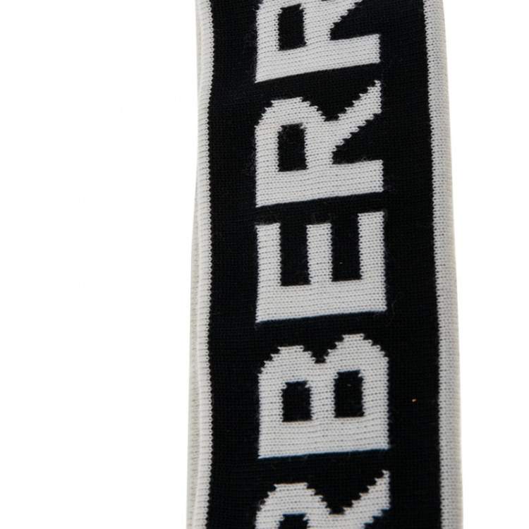 Pre Owned Burberry Monochrome Logo Intarsia Knit Wool Headband