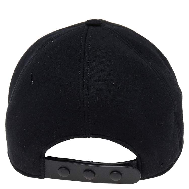 Pre Owned Burberry Black TB Monogram Detail Modal And Leather Trucker Cap M