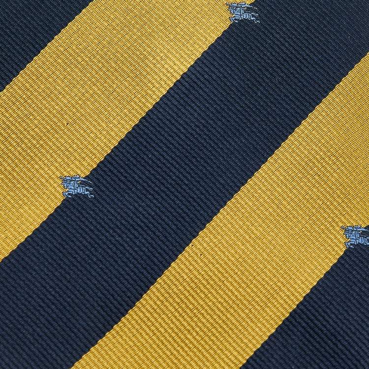 Pre Owned Burberry Two Tone Diagonal Striped Silk Tie
