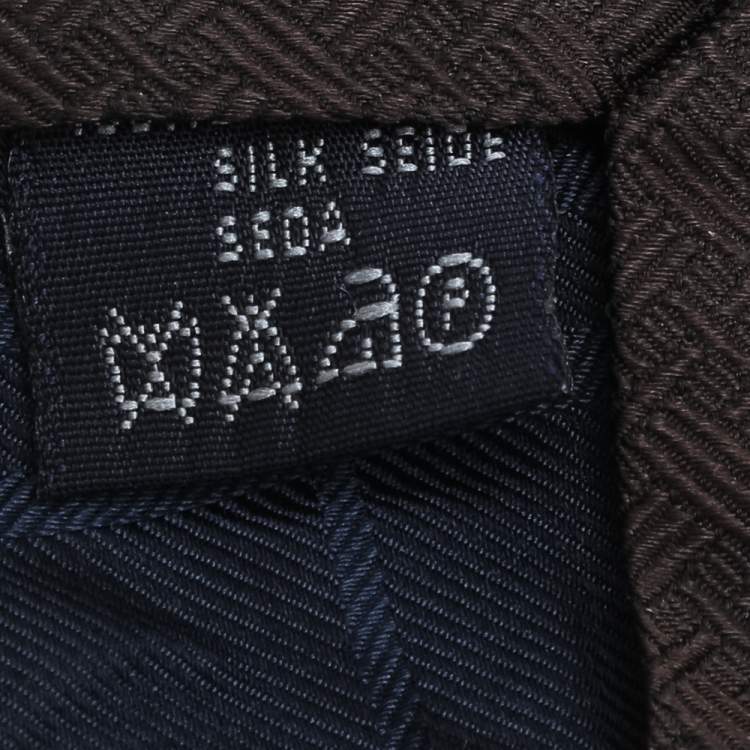 Pre Owned Burberry Brown Logo Pattern Jacquard Silk Tie