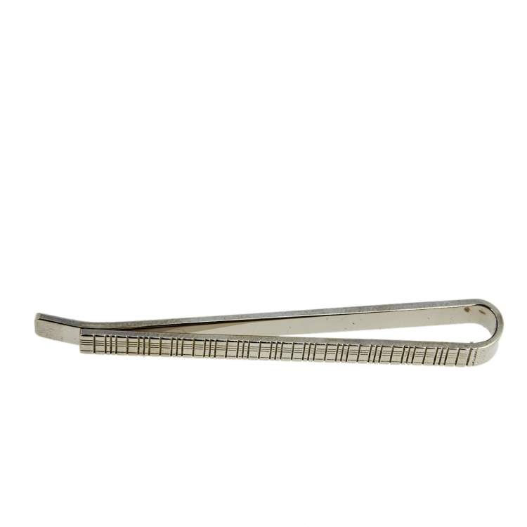 Pre Owned Burberry Silver Tone Metal Tie Pin