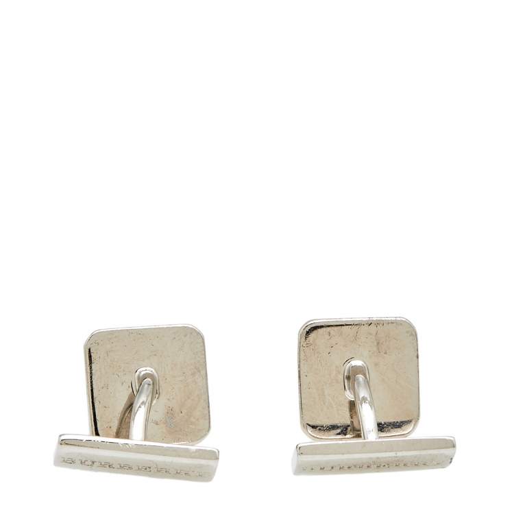 Pre Owned Burberry Iconic Classic Nova Palladium Plated Metal Cufflinks