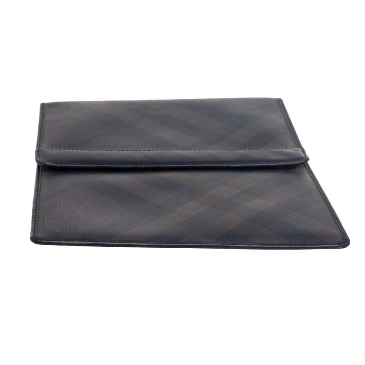 Pre Owned Burberry Dark Brown/Black Smoke Check PVC iPad Cover