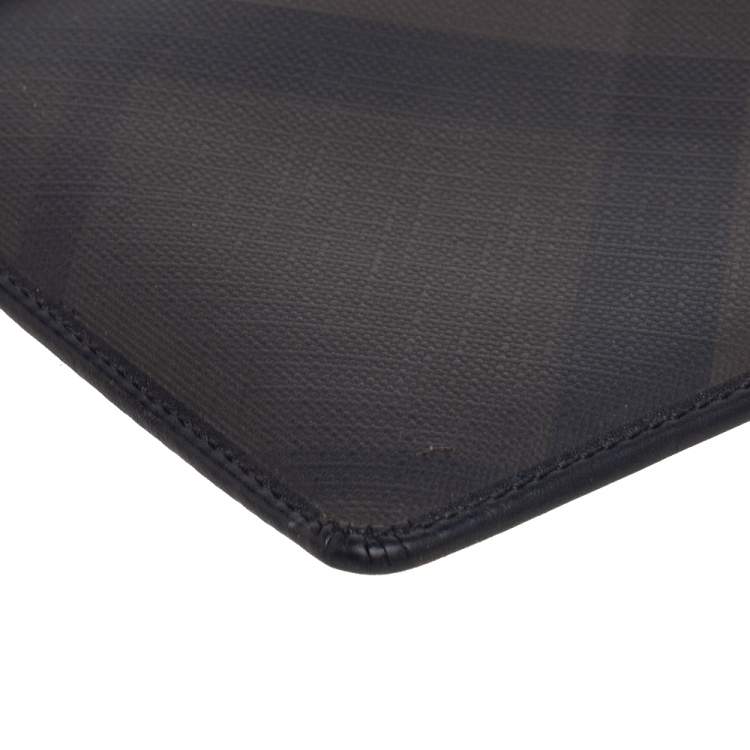 Pre Owned Burberry Dark Brown/Black Smoke Check PVC iPad Cover