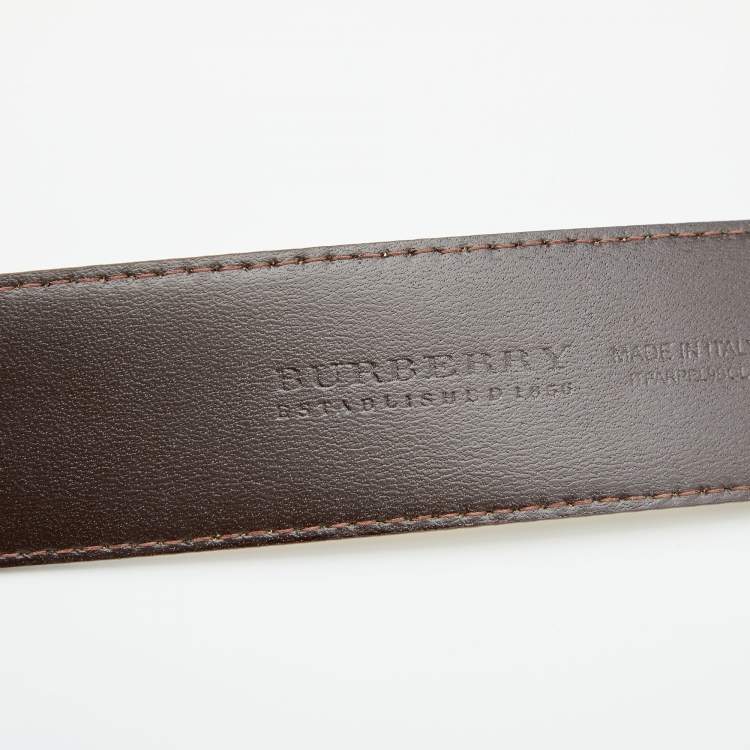 Pre Owned Burberry Beige Haymarket Check Coated Canvas Belt 105 CM
