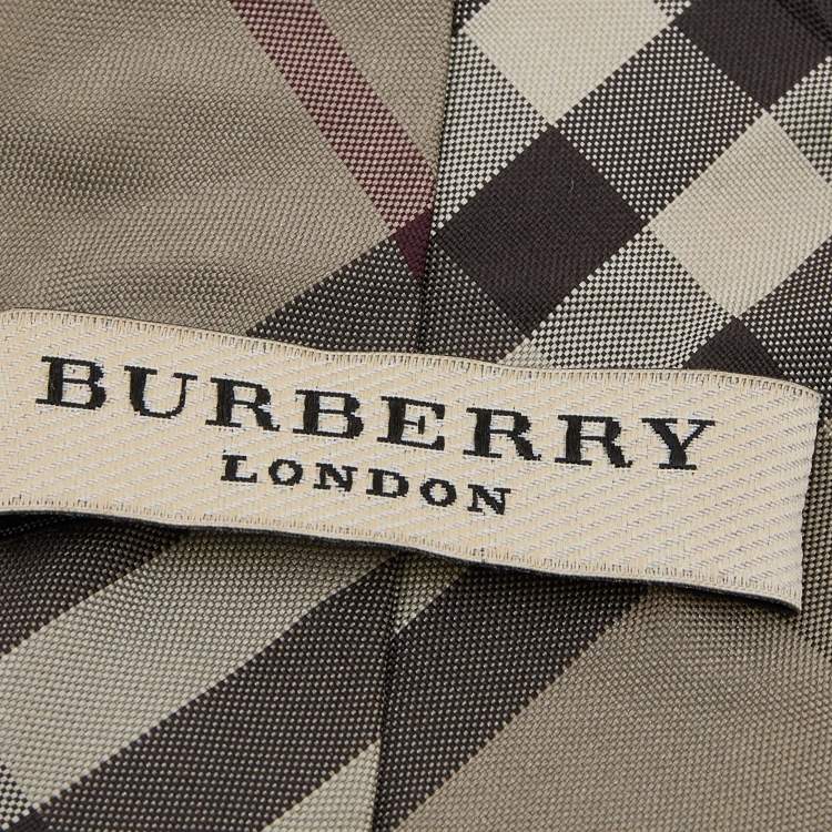 Pre Owned Burberry Beige Nova Check Printed Silk Tie 