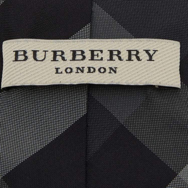 Pre Owned Burberry Grey Novacheck Silk Tie 