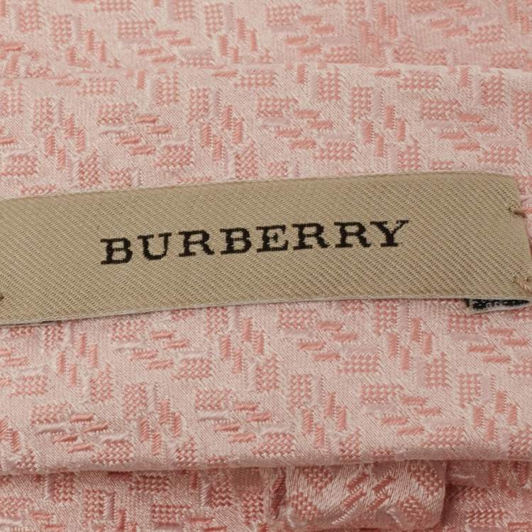 Pre Owned Burberry Pink Jacquard Silk Traditional Tie 