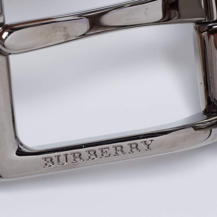 Pre Owned Burberry Burgundy/Black Leather Clarke Reversible Belt 100CM