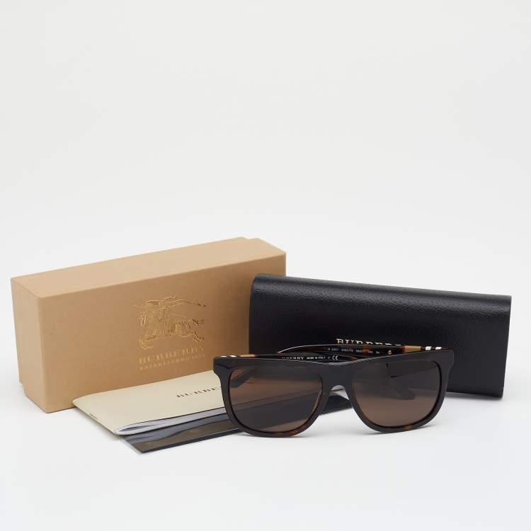 Pre Owned Burberry Brown Tortoiseshell/Brown B4201 Square Sunglasses
