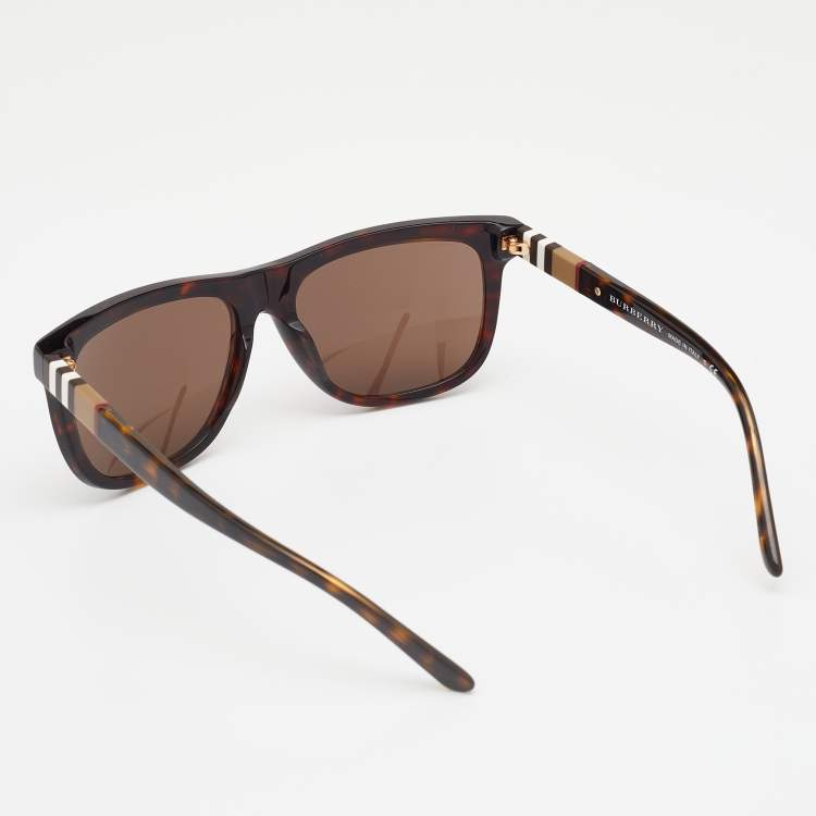 Pre Owned Burberry Brown Tortoiseshell/Brown B4201 Square Sunglasses