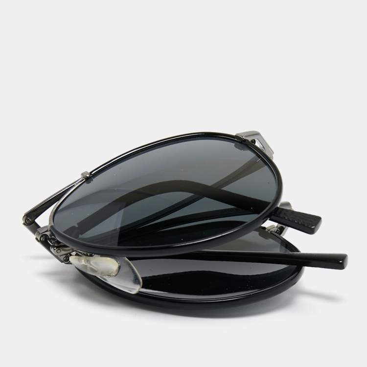 Pre Owned Burberry Gunmetal Tone/Dark Grey B 3091-J Folding Pilot Sunglasses