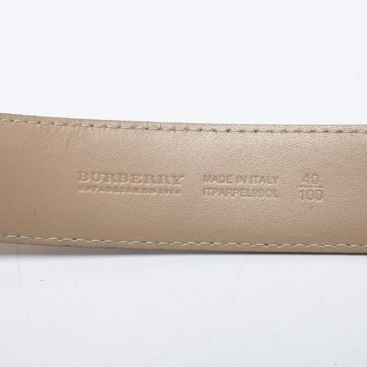 Pre Owned Burberry Beige Nova Check Coated Canvas Buckle Belt 100CM