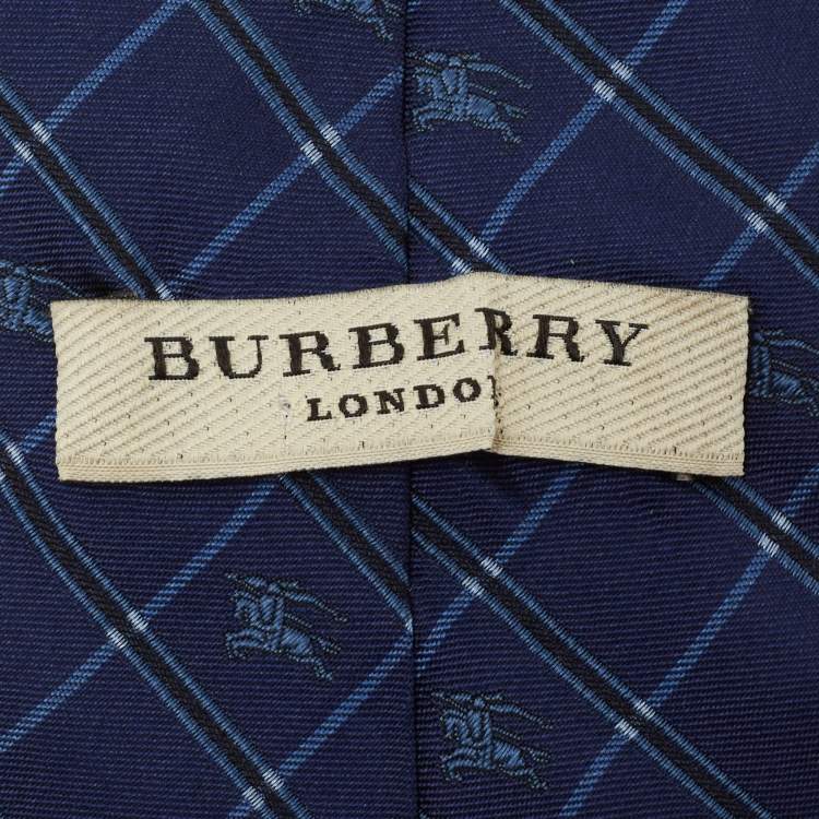 Pre Owned Burberry  Blue Patterned Jacquard Silk Tie