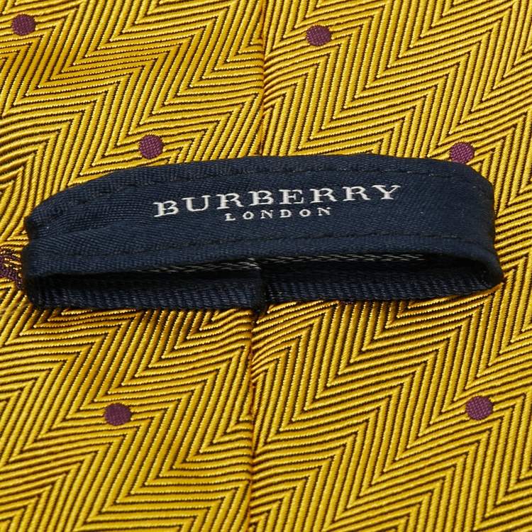 Pre Owned Burberry  Yellow & Purple Logo Embroidered Jacquard Classic Tie