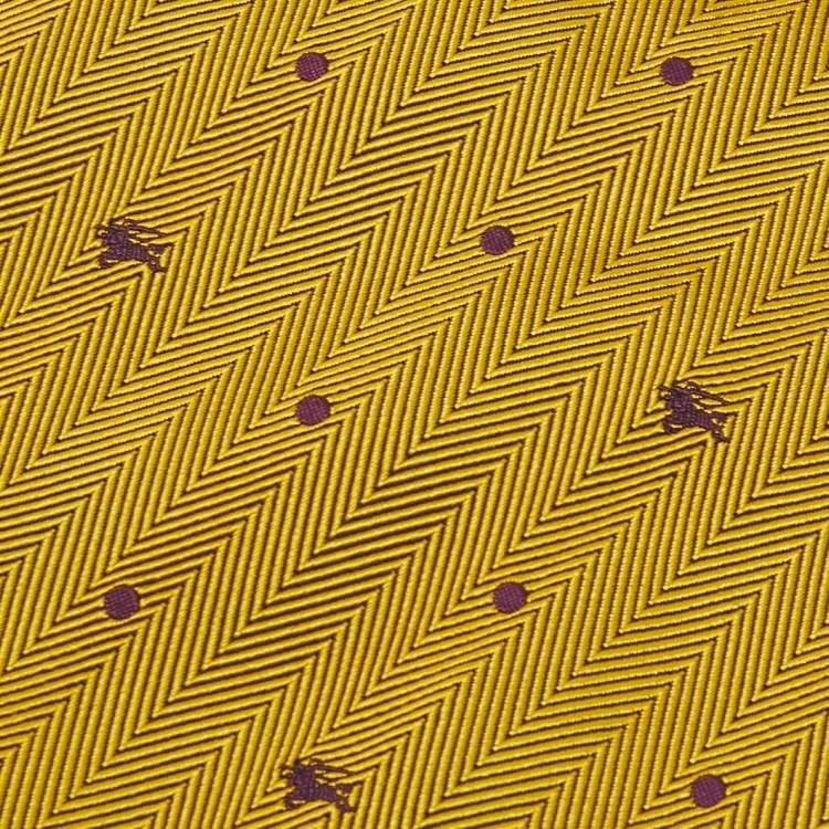 Pre Owned Burberry  Yellow & Purple Logo Embroidered Jacquard Classic Tie