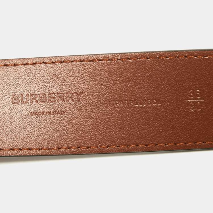 Pre Owned Burberry Tan Leather Buckle Belt 90CM