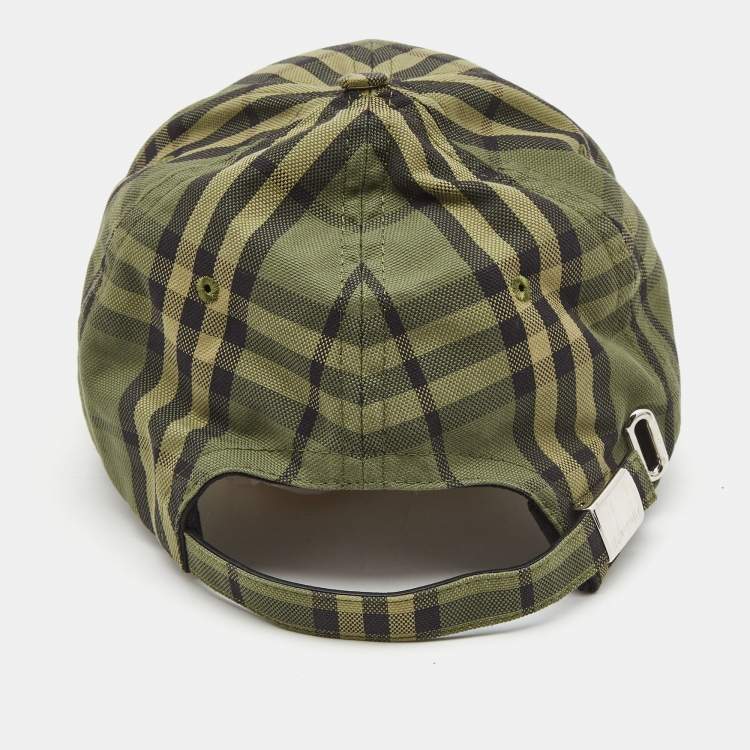 Pre Owned Burberry Green Check Canvas Baseball Cap S