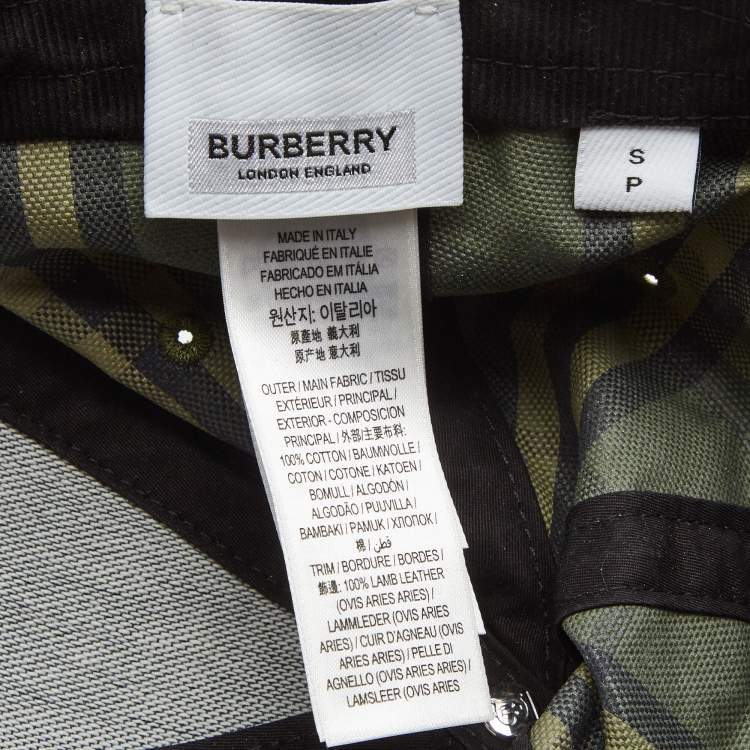 Pre Owned Burberry Green Check Canvas Baseball Cap S