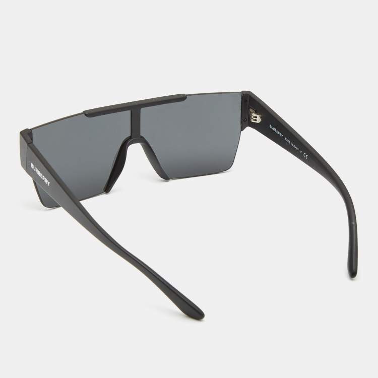 Pre Owned Burberry Matte Black Shield Sunglasses