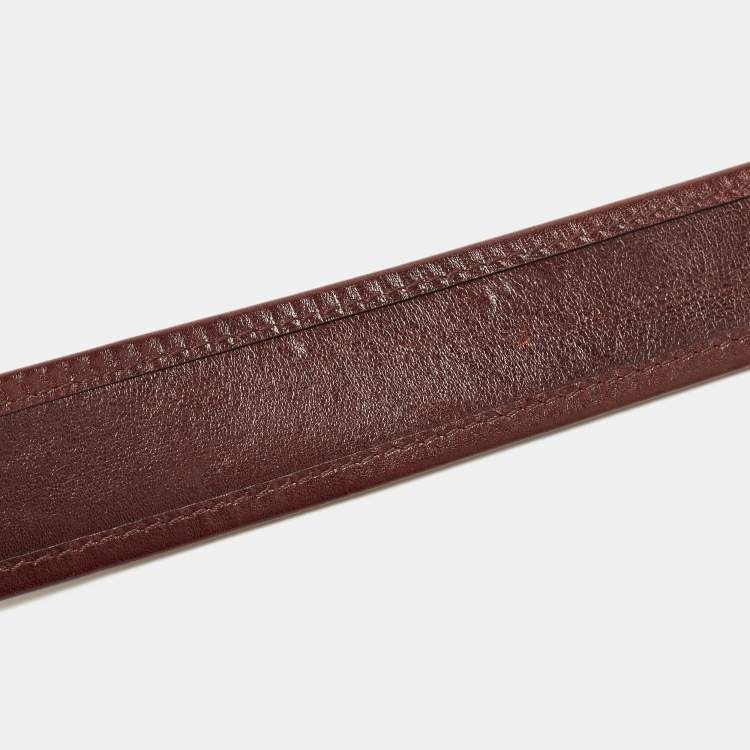 Pre Owned Burberry Brown House Check Canvas and Leather Buckle Belt 90CM