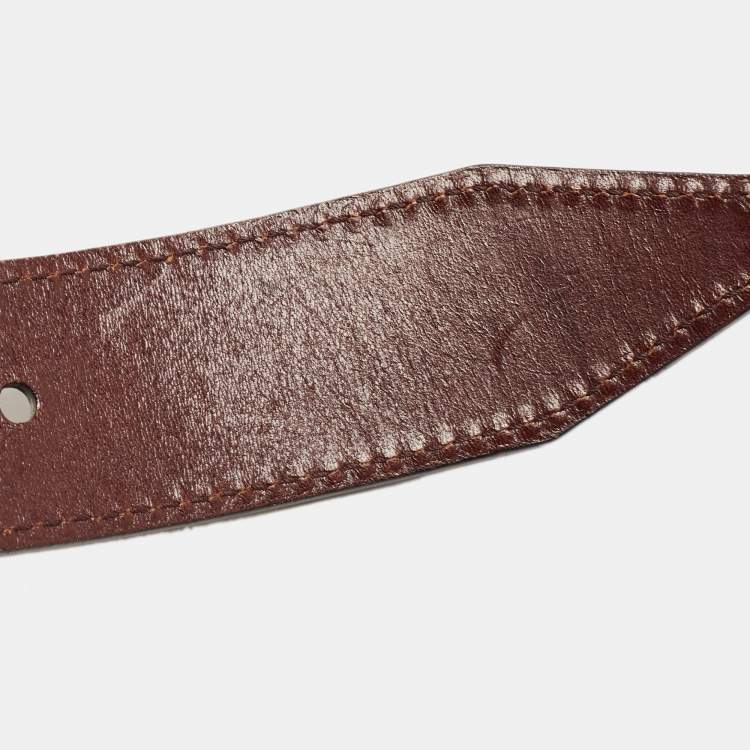 Pre Owned Burberry Brown House Check Canvas and Leather Buckle Belt 90CM