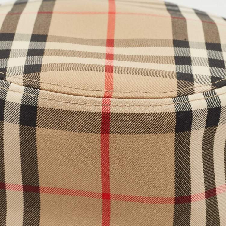 Pre Owned Burberry Beige Vintage Check Cotton Bucket Hat S