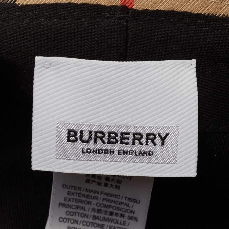 Pre Owned Burberry Beige Vintage Check Cotton Bucket Hat S