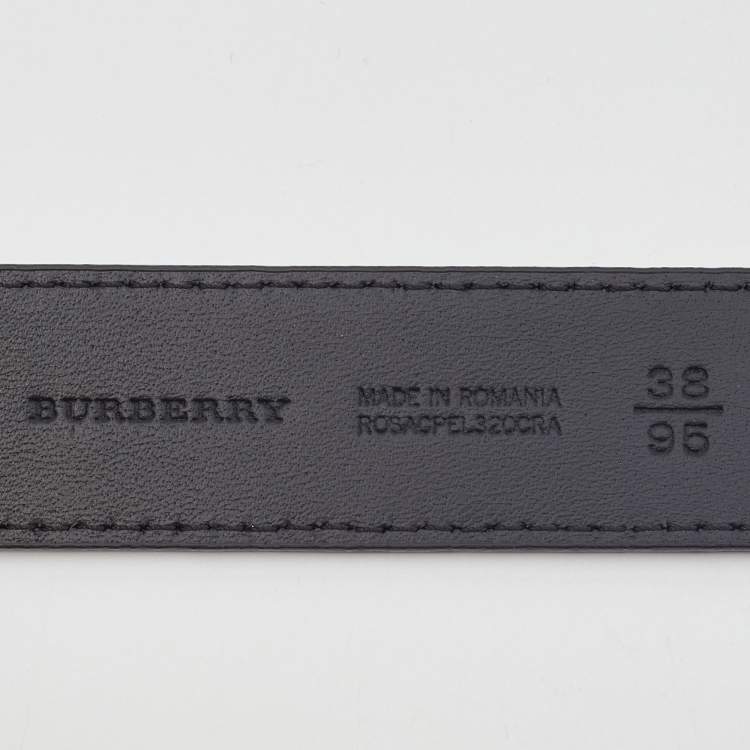 Pre Owned Burberry Black Leather Buckle Belt 95CM